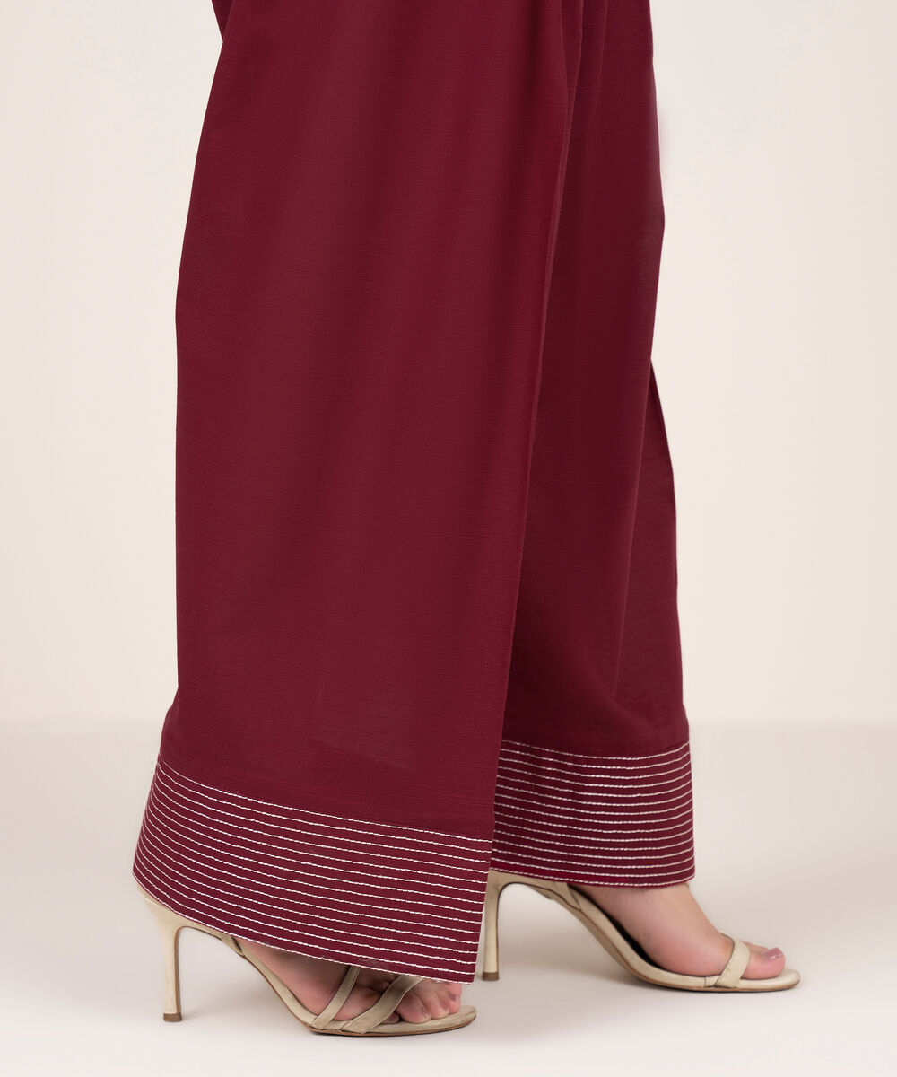 Women's RTW Khaddar Embroidered Maroon Shalwar