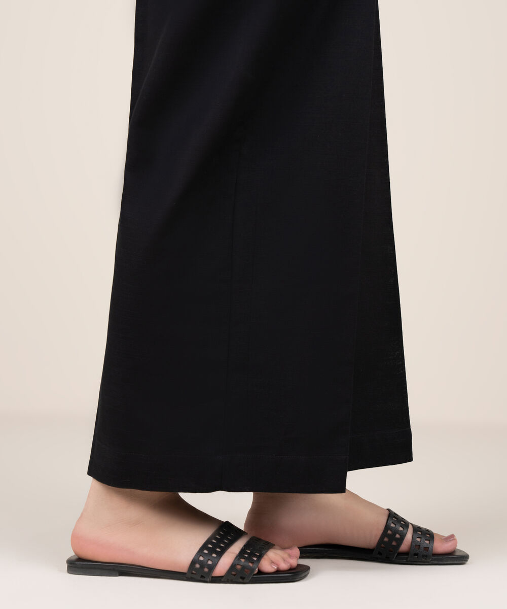 Women's RTW Khaddar Solid Black Culottes