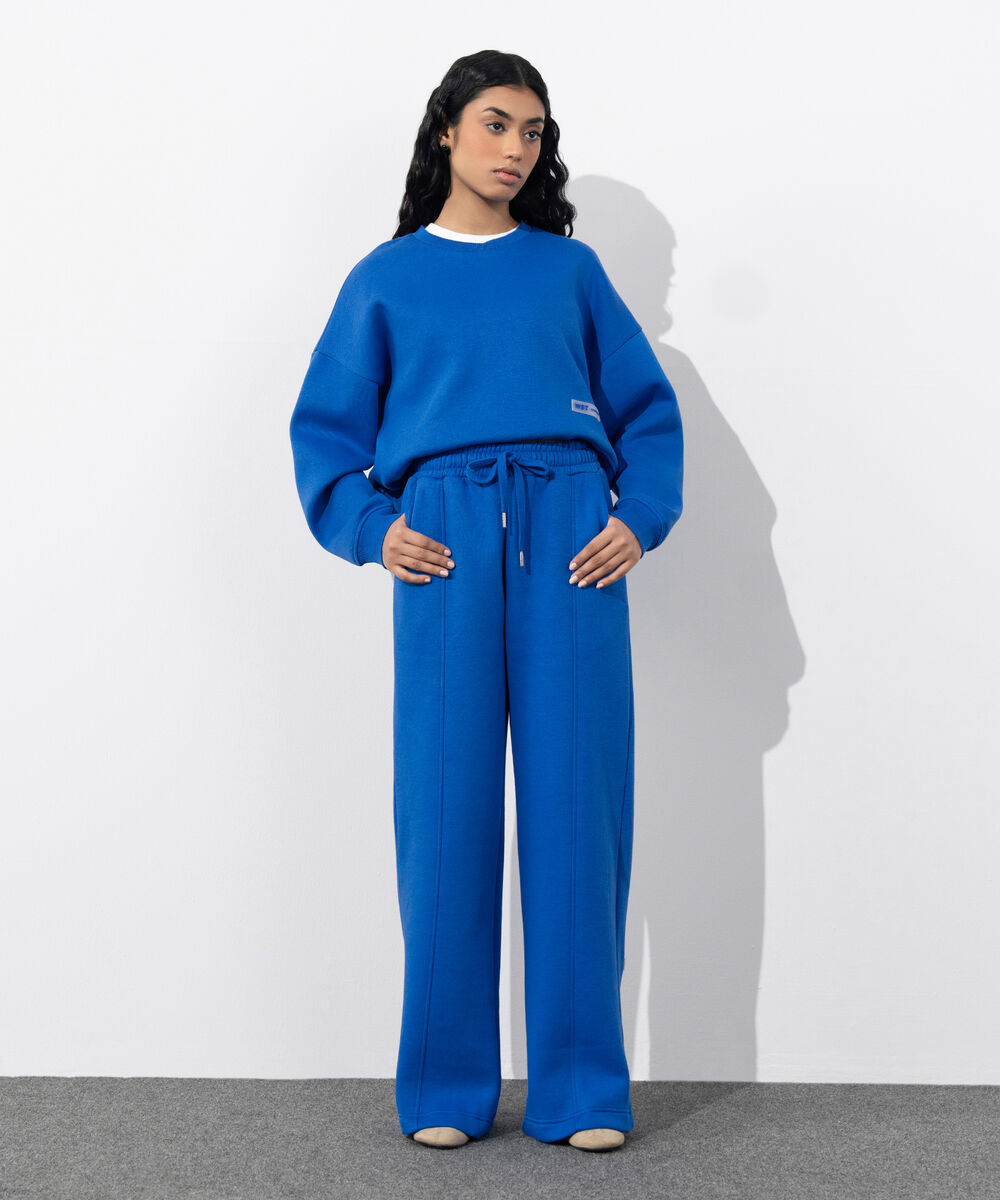 Women's Western Wear Blue Pull-On Fleece Trousers