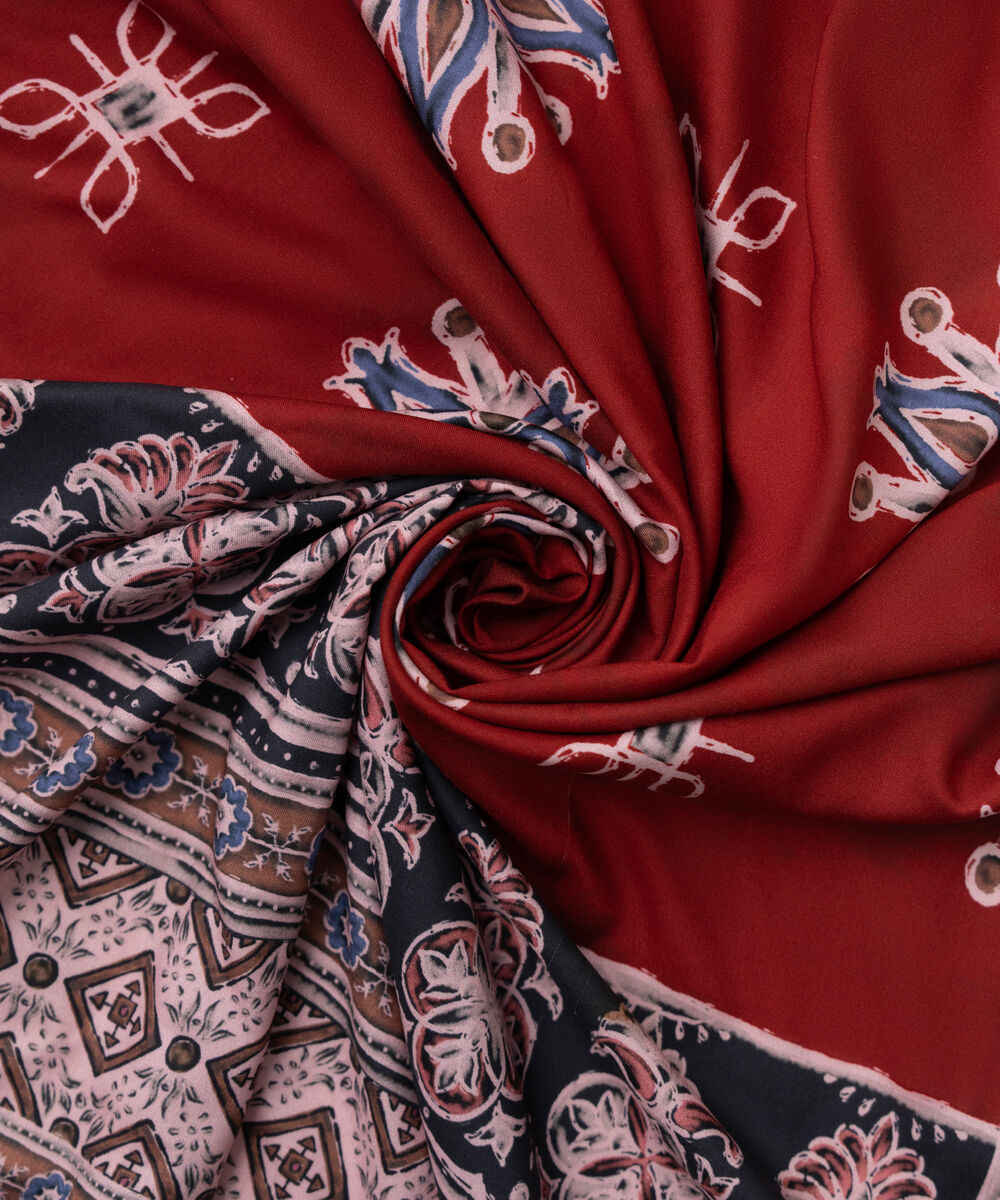 Printed Linen Maroon Dupatta