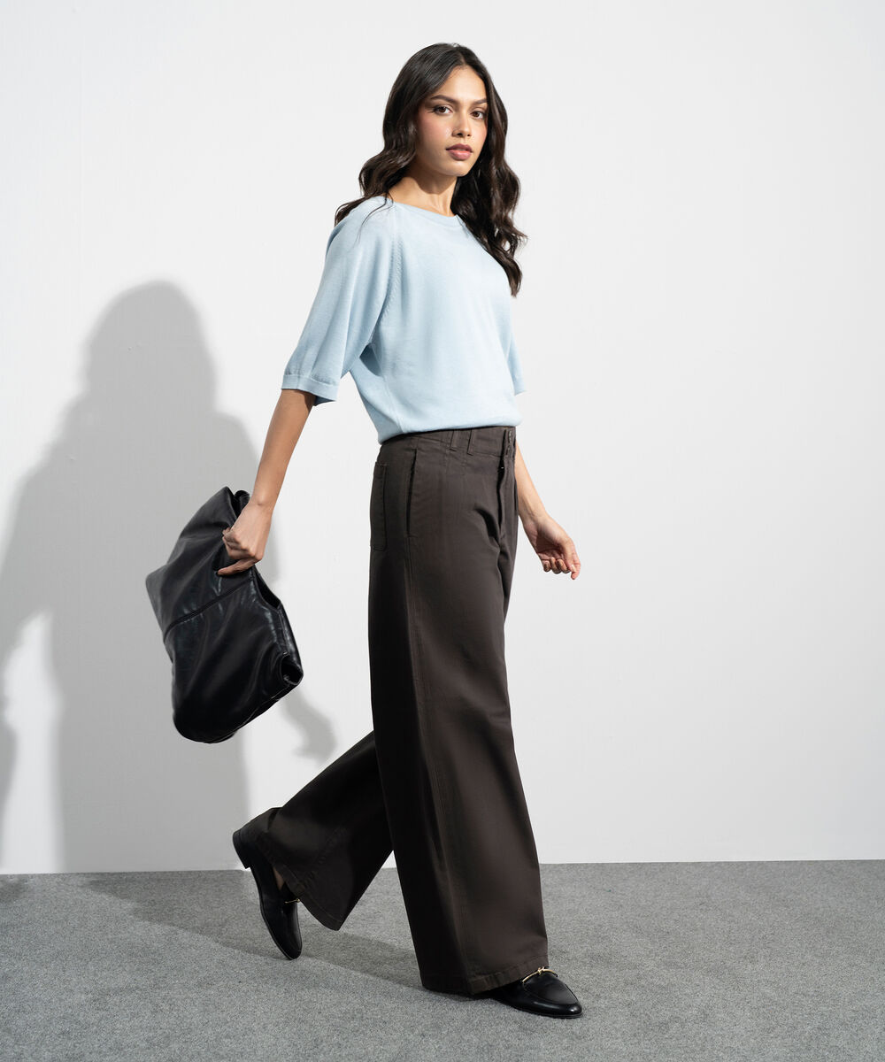 Women's Western Blue Short Sleeve Summer Knit Top