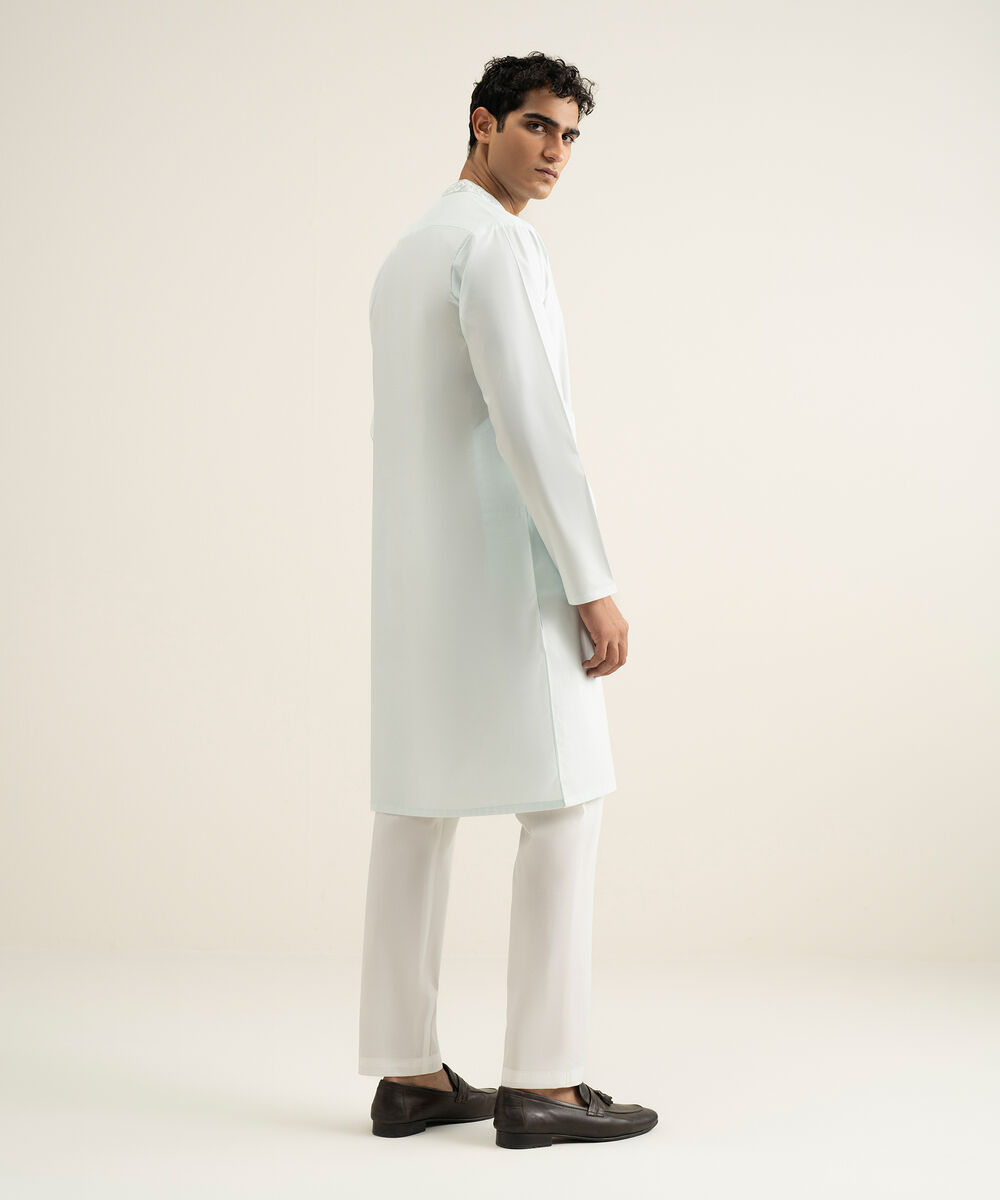 Men's light aqua 100% Cotton Kurta