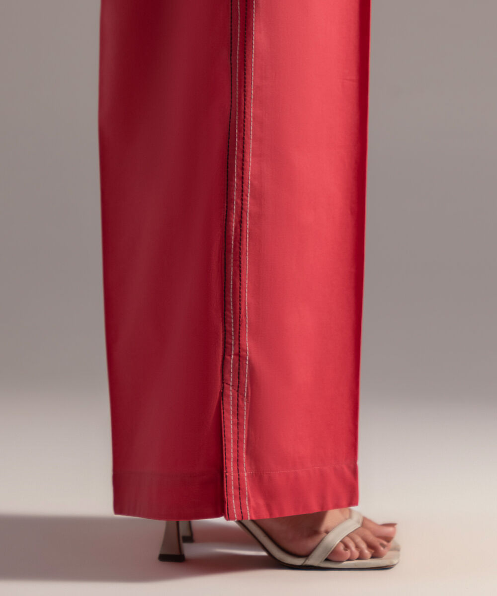 Women's RTW Cambric Solid Coral Red Culottes