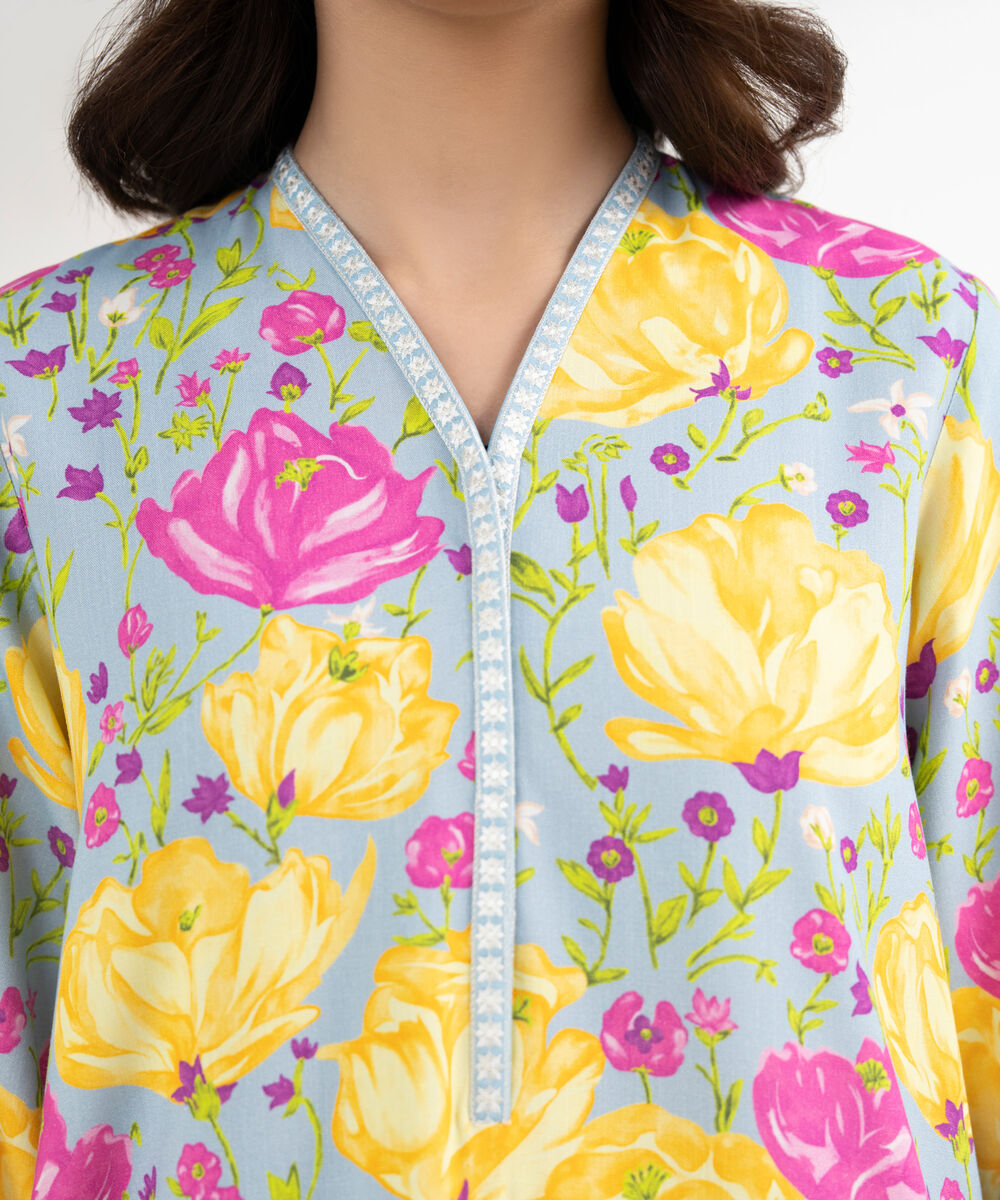 Women's RTW Textured Viscose Embroidered Multi Shirt