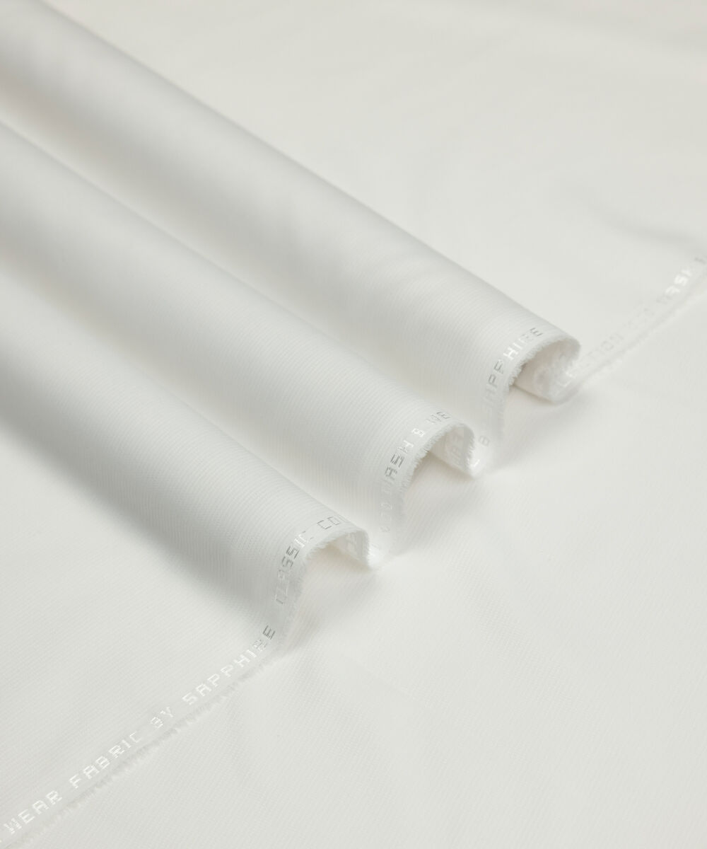 Men's Unstitched Two-Piece Off White  Premium Wash & Wear Dobby Suit