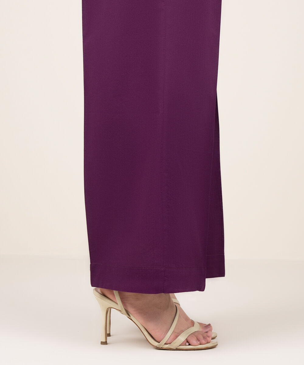 Women's RTW Cotton Solid Purple Culottes