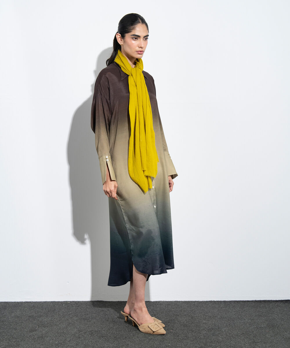 Women's Western Mustard  Textured Scarf