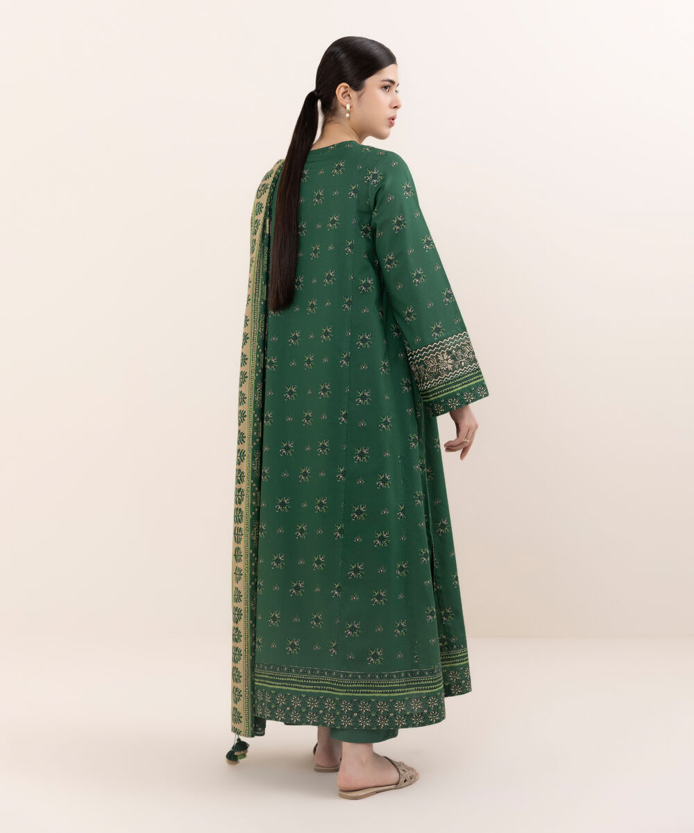 Women's Unstitched Lawn Embroidered Green 3 Piece Suit