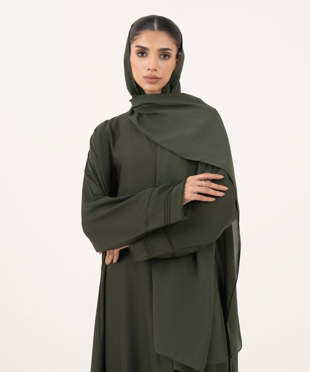 Women's Green Polyester Abaya