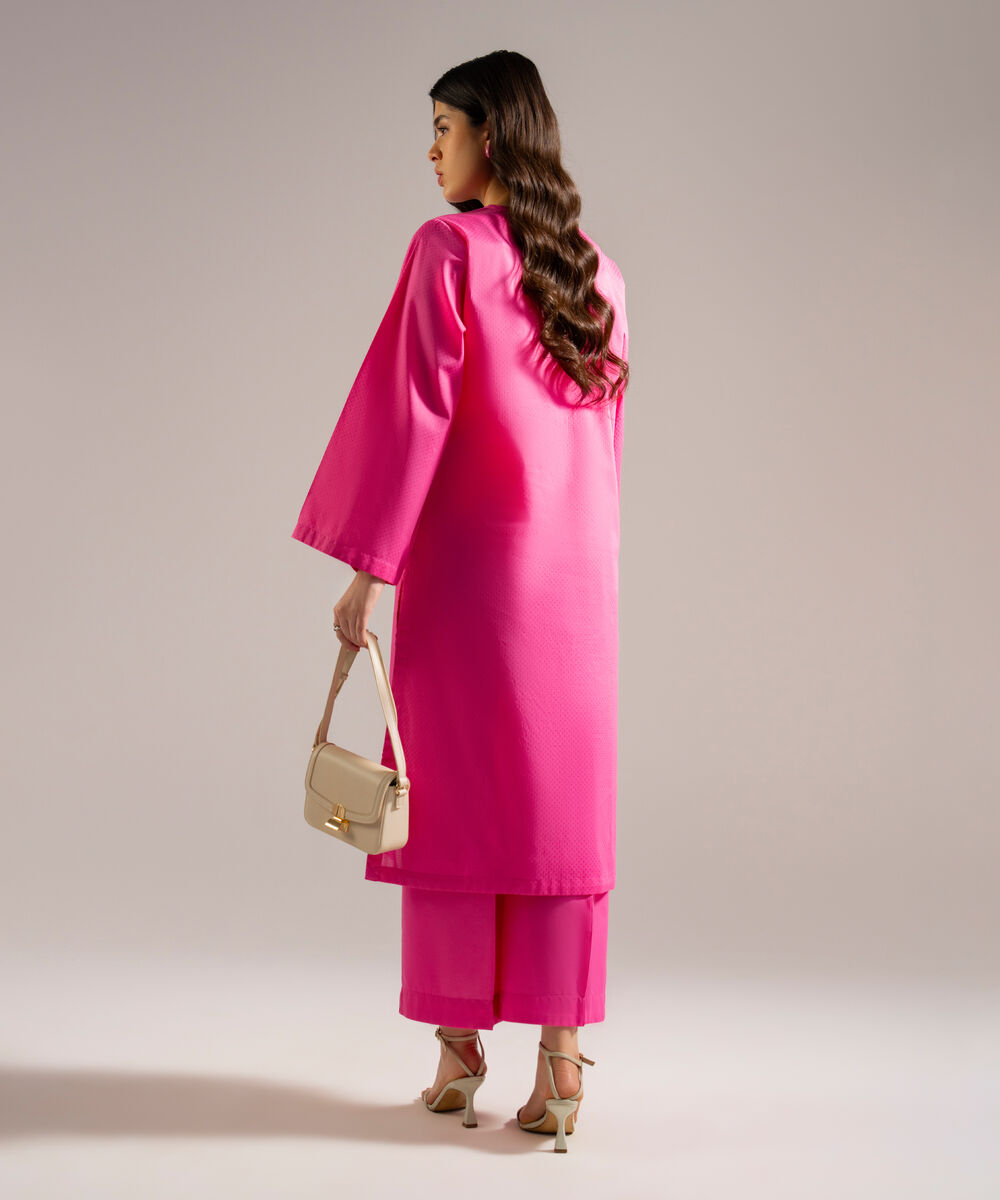 Women's RTW Dobby Solid Pink Straight Shirt