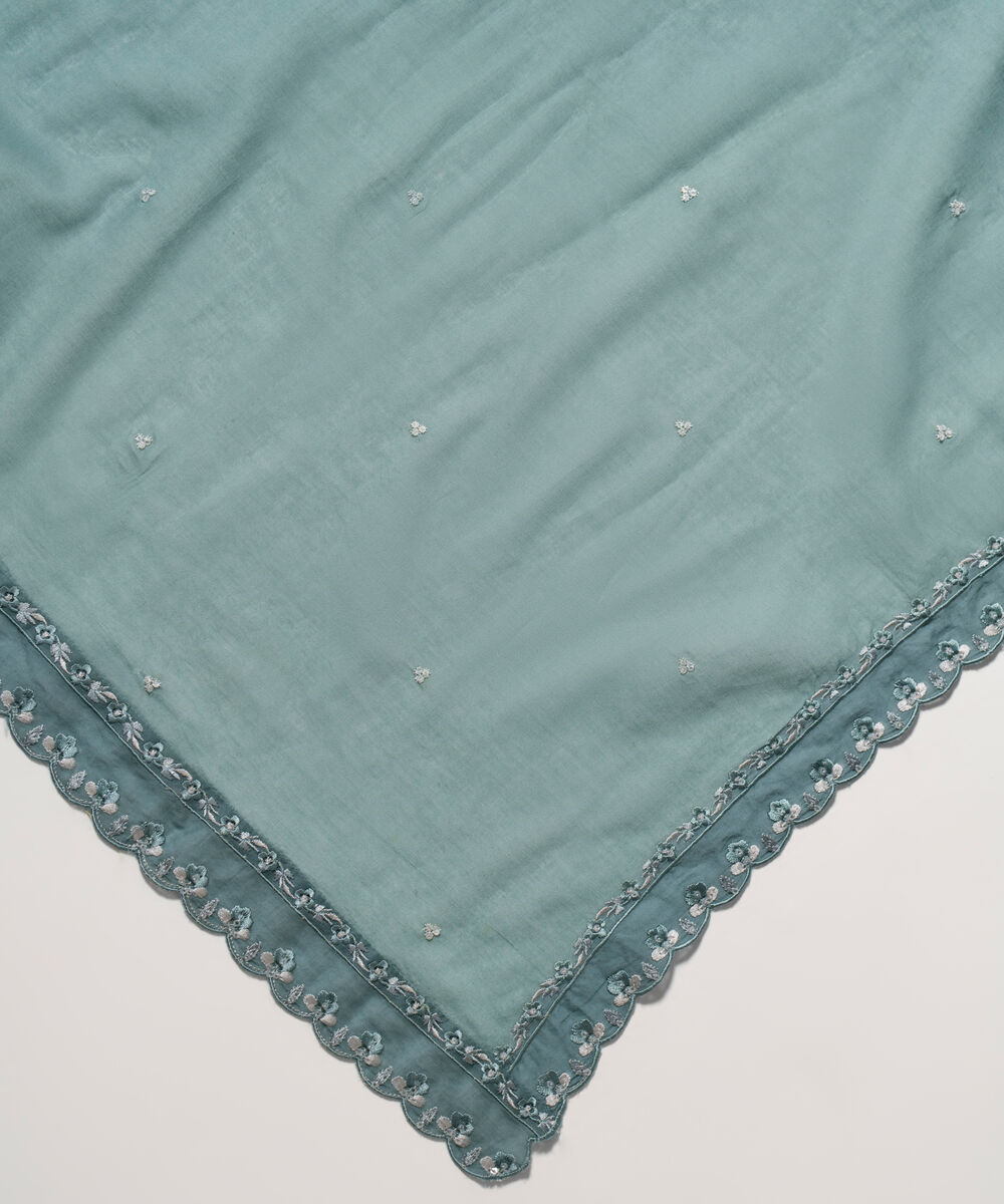 Women's RTW Fine Voil Solid Cadet Blue Dupatta