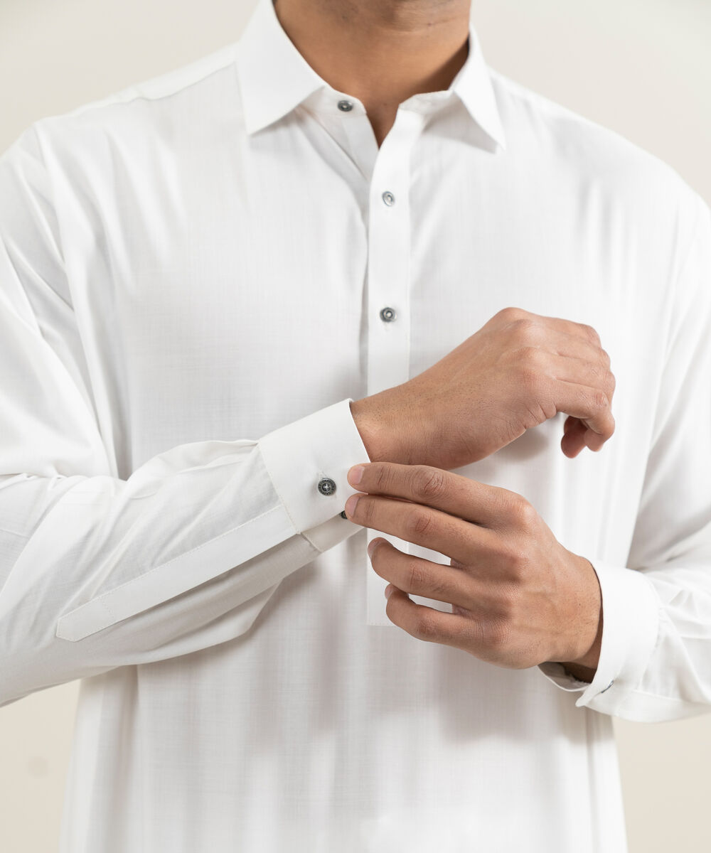 Men's off white Wash & Wear Kameez Shalwar