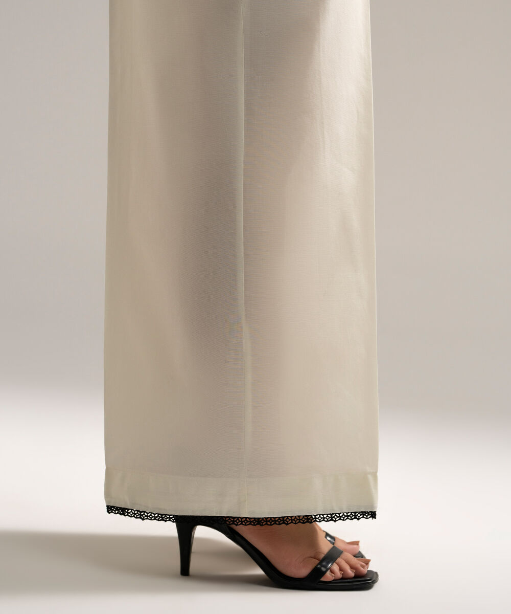 Women's RTW Cambric Solid Off White Culottes