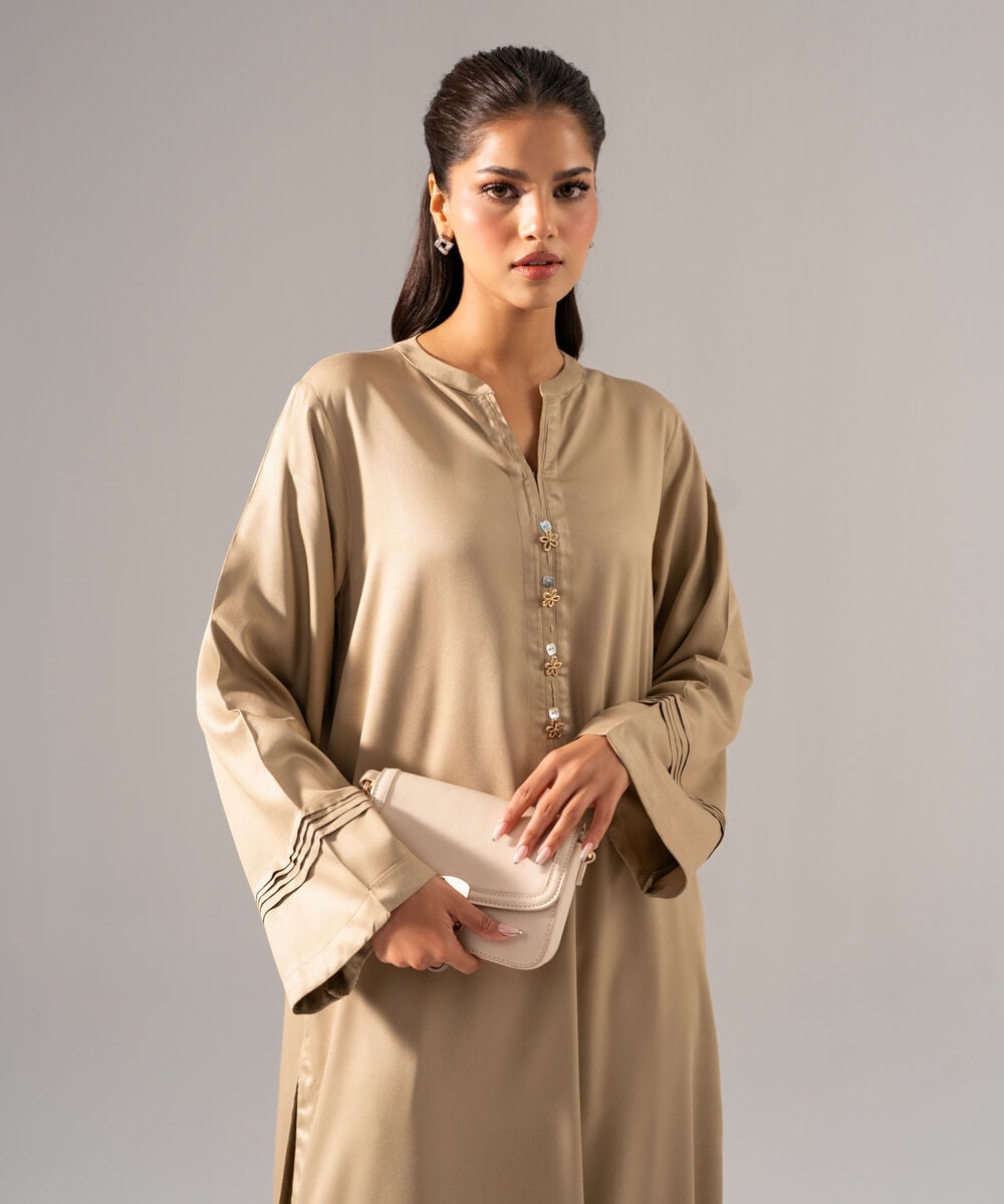 Women's RTW Bedford Solid Beige 2 Piece Suit