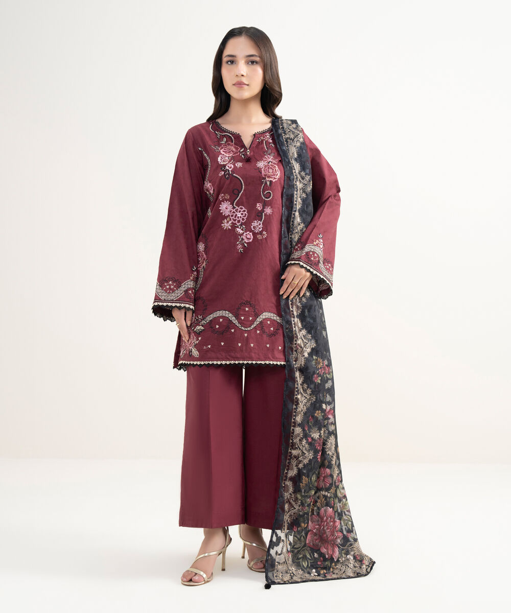 Brochea Jacquard Printed Black Dupatta