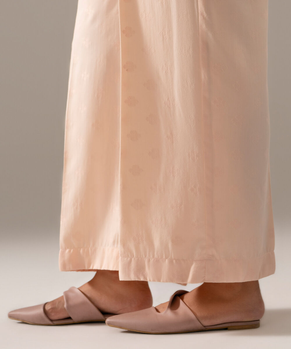 Women's RTW Poly Viscose Jacquard Solid Pink Culottes