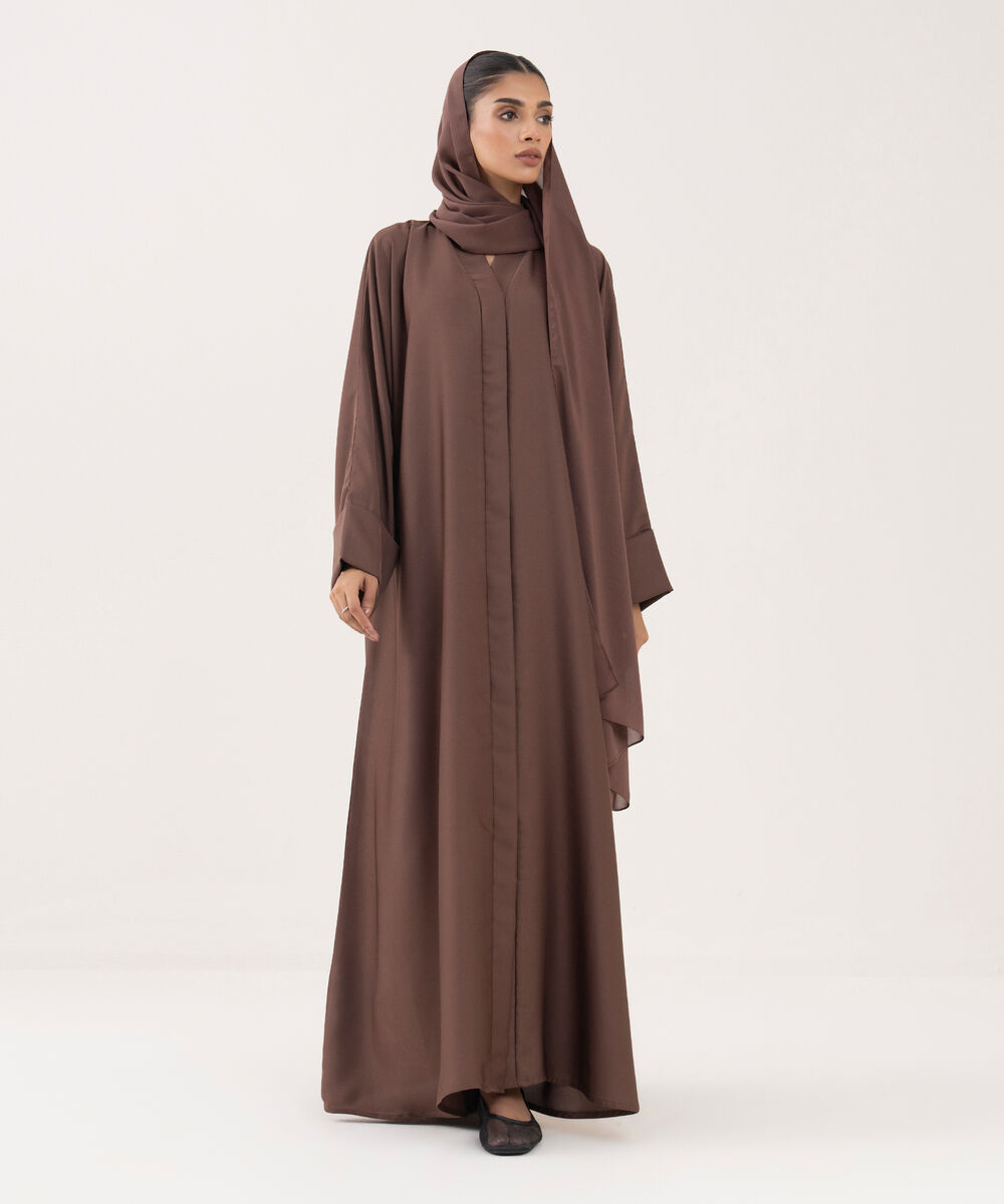 Women's Mauve Polyester Abaya