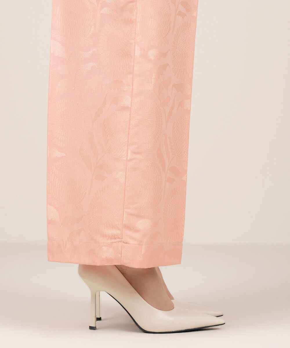 Women's RTW Self Jacquard Leno Solid Pink Culottes