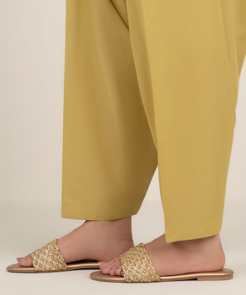 Women's RTW Cambric Solid Yellow Shalwar