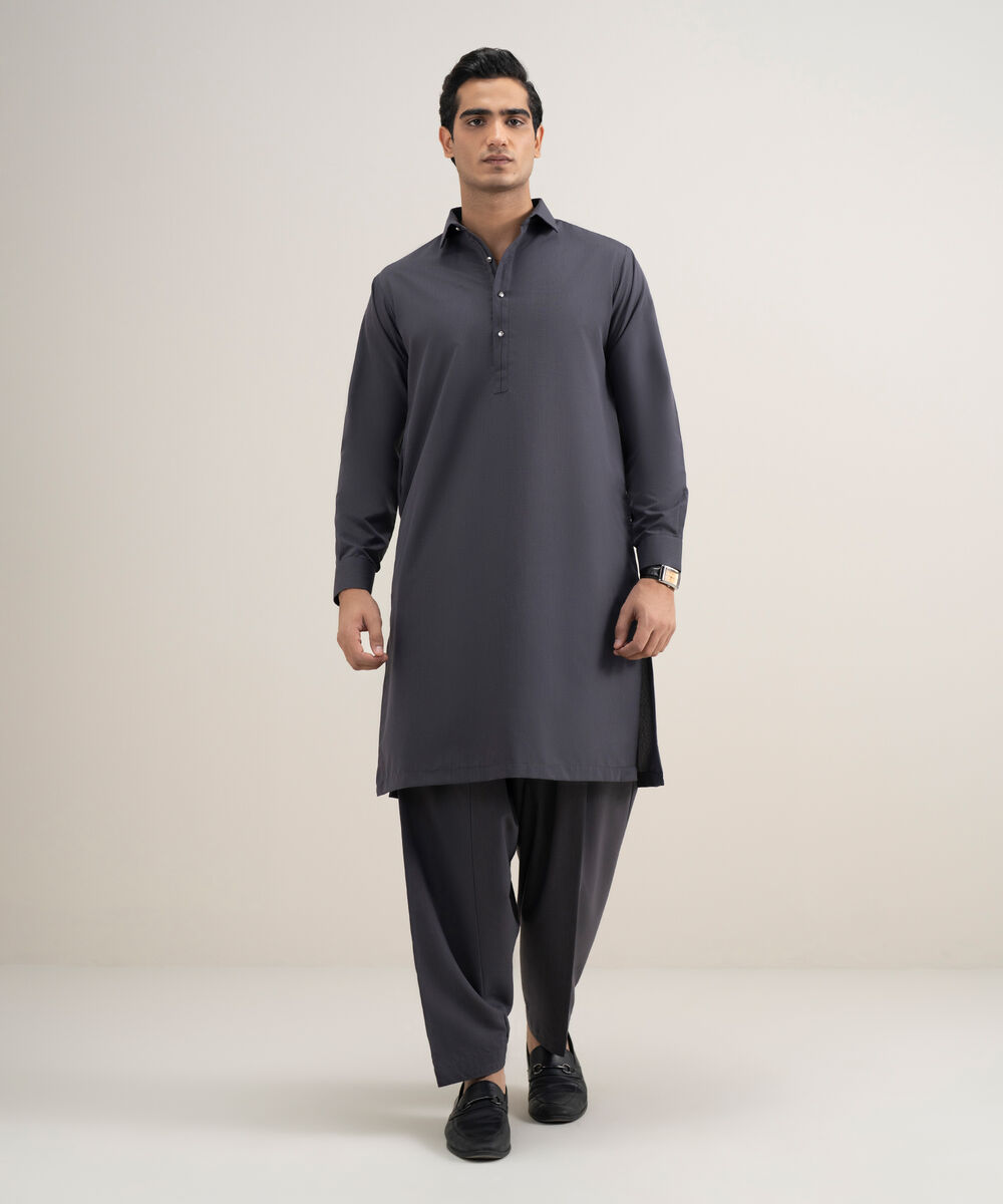 Men's Stitched Luxury Wash and Wear Grey Suit