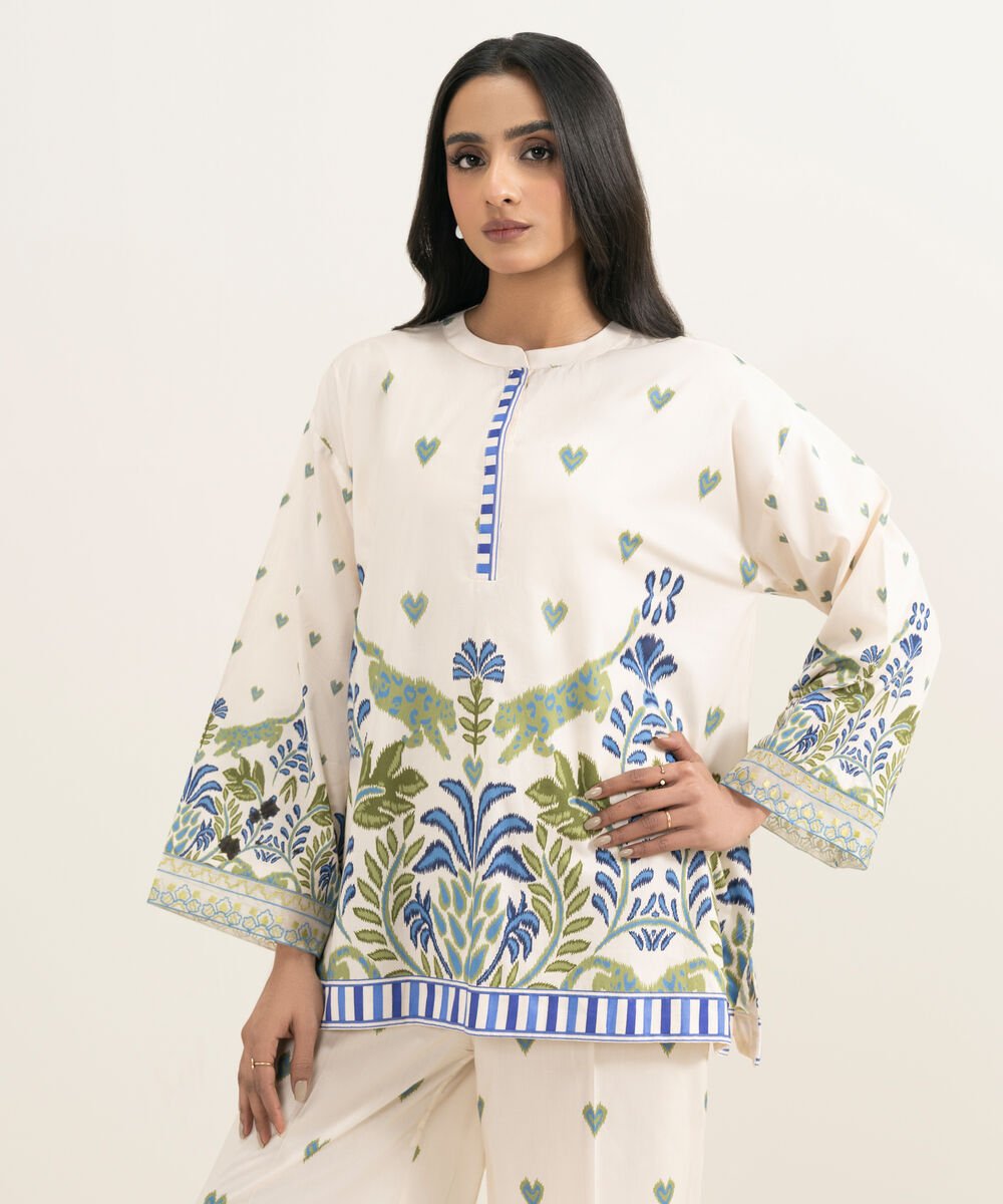 Women's RTW Cambric Embroidered Off White Boxy Shirt