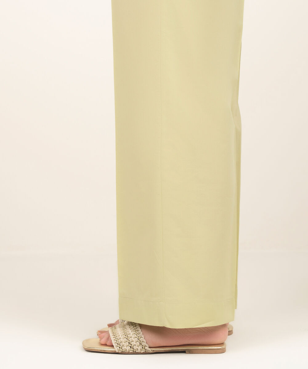 Women's RTW Cambric Solid Sand Green Straight Pants