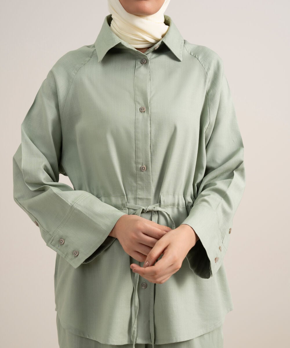 Women's Green Raglan Top