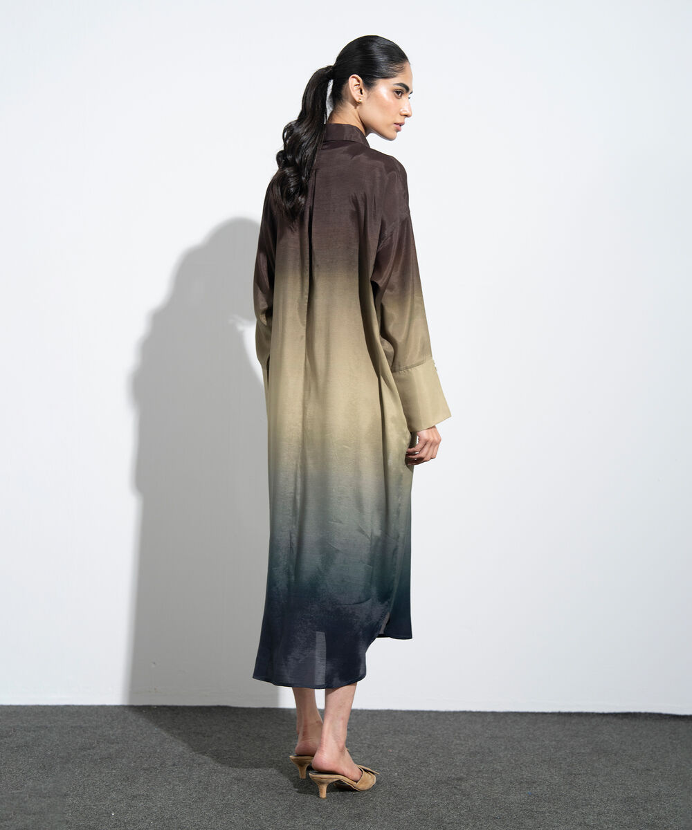 Women's Western Multi Ombre Print Shirt Dress