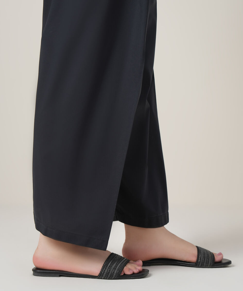 Women's RTW Cambric Black Solid Trousers
