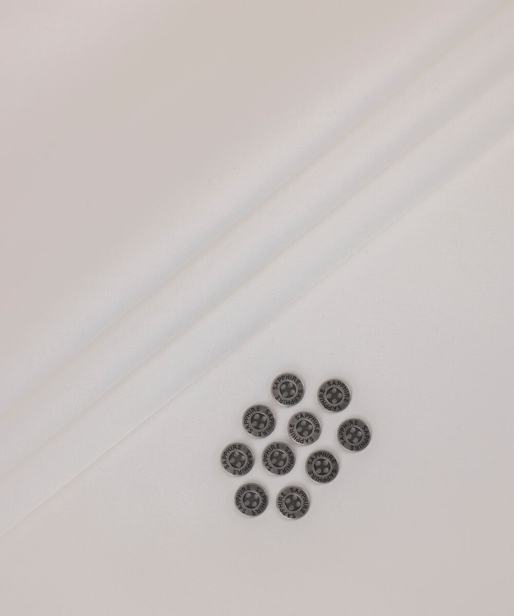 Men's Unstitched 2-Piece Premium Cotton Satin Off White Suit