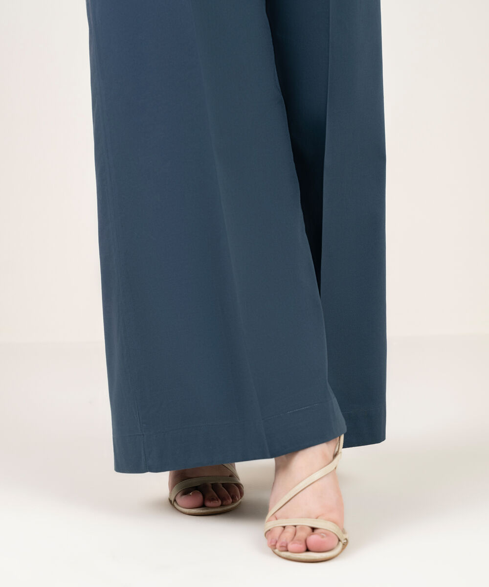 Women's RTW Cambric Solid Teal Flared Pants