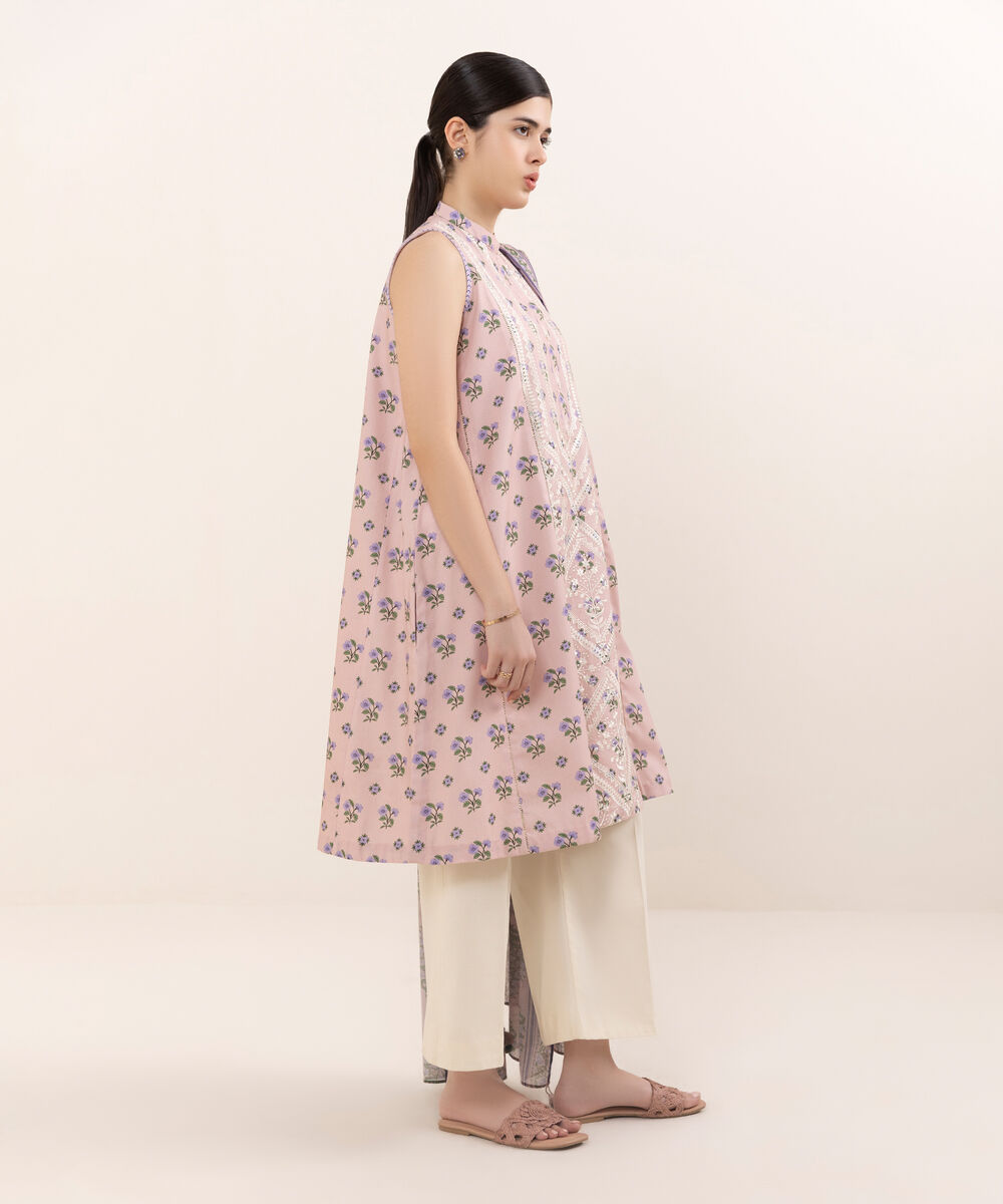 Women's Unstitched Cotton Embroidered Multi Two Piece Suit