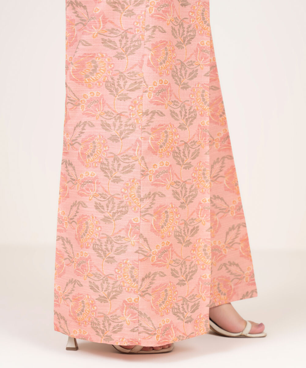 Women's RTW Light Khaddar Printed Pink Culottes