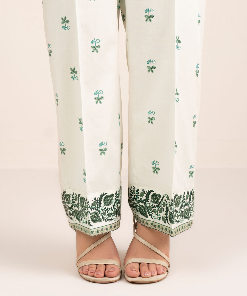 Women's RTW Cambric Printed White Culottes