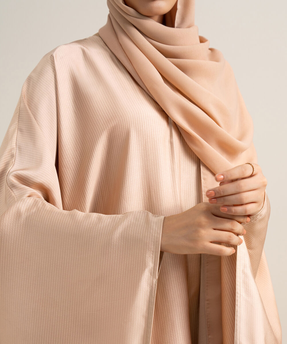Women's Peach Kaftan Abaya Set