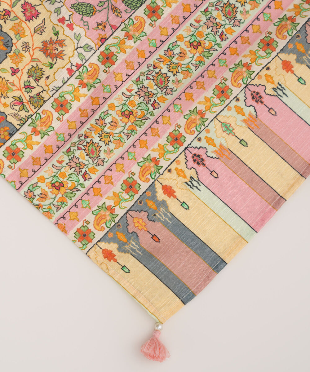 Printed Khaddar Pale Yellow Dupatta