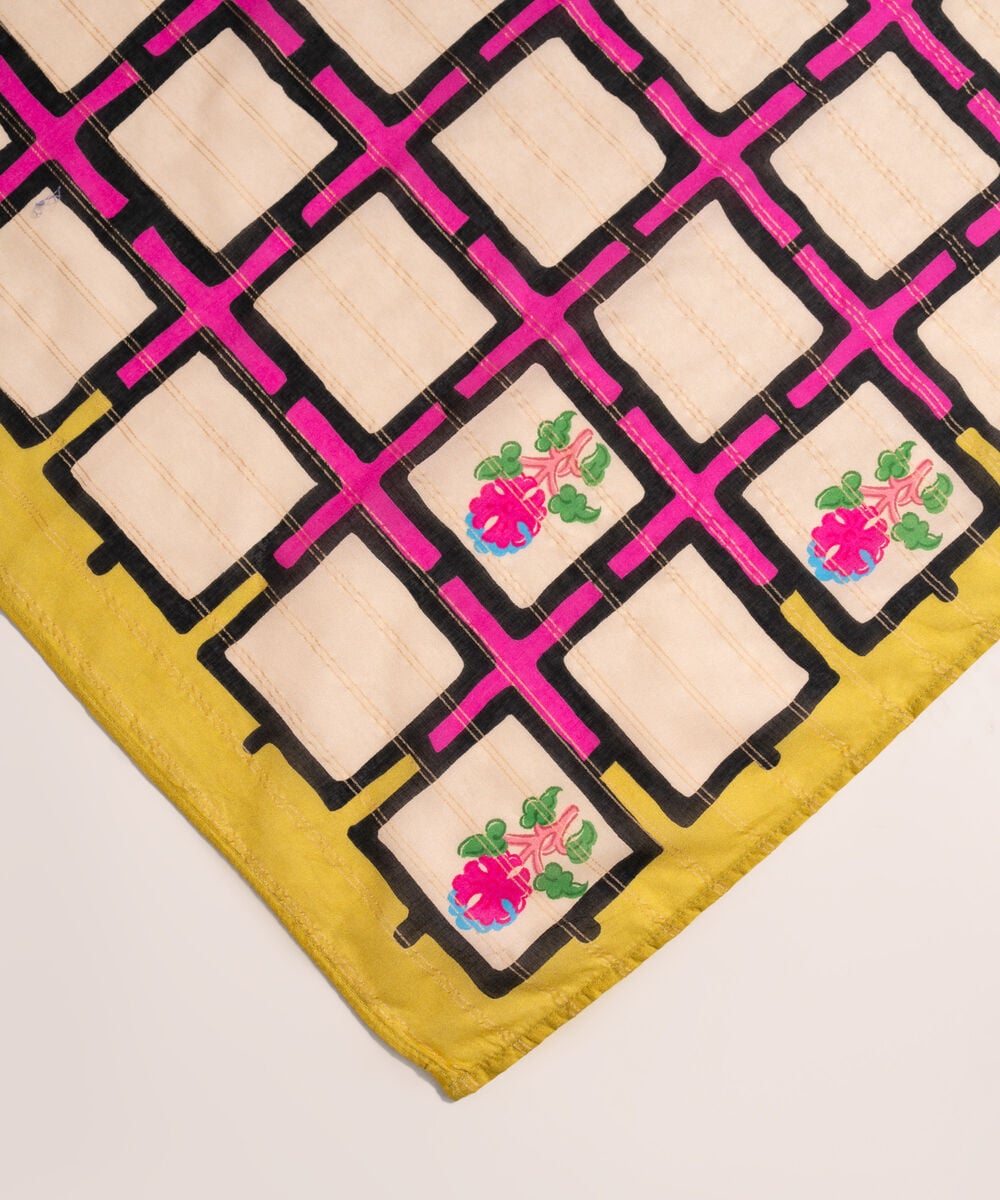 Zari Lawn Printed Off White Dupatta