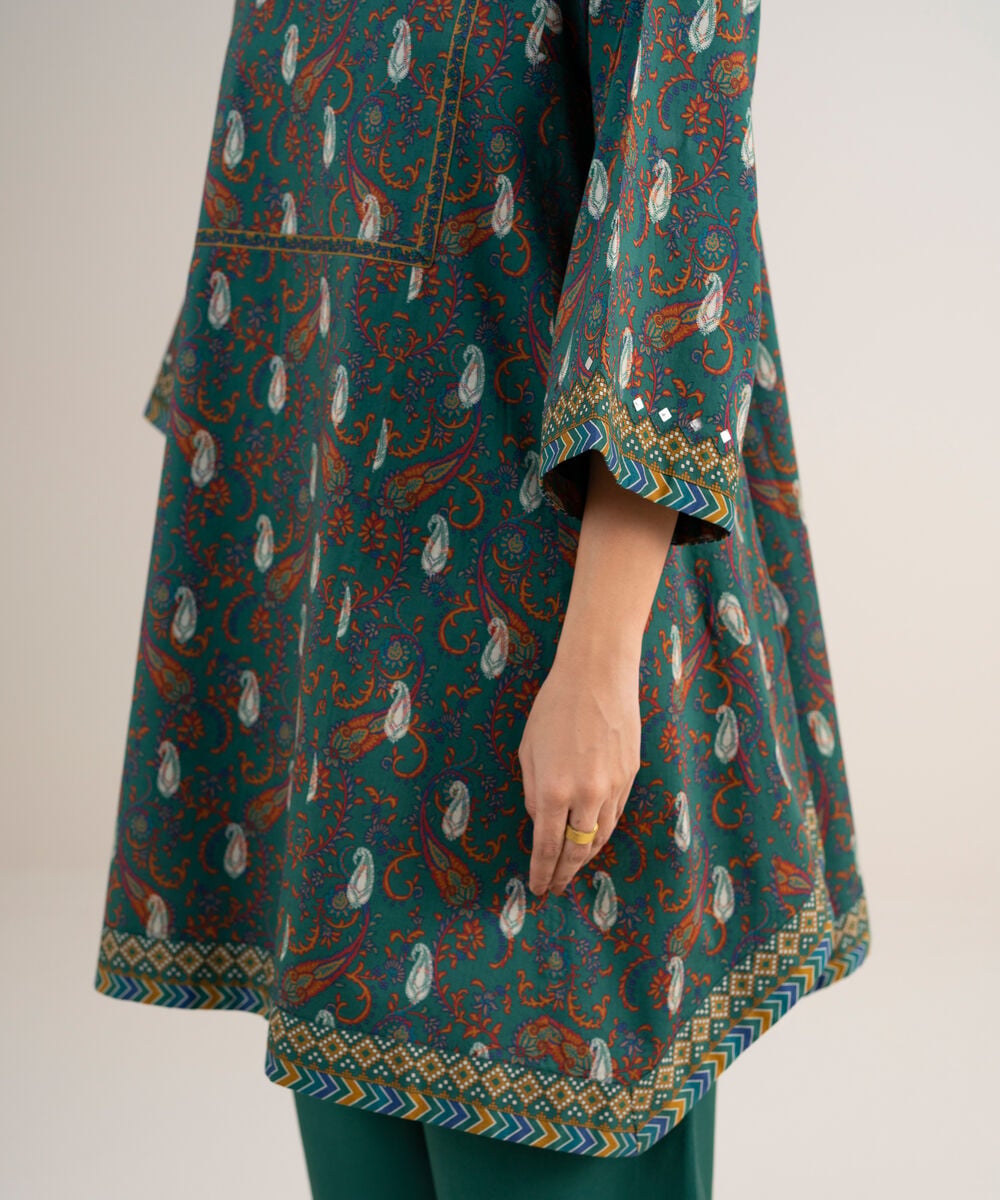 Women's Unstitched Lawn Printed Green