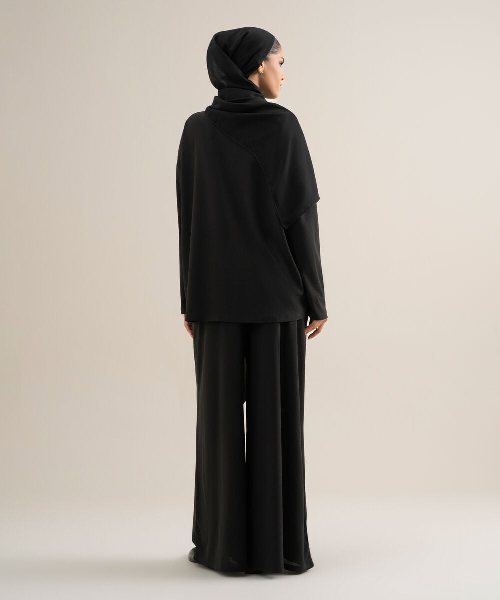 Women's Cotton Black Jersey Knit Top