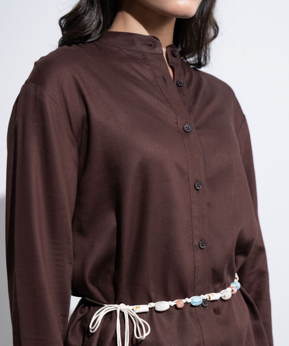 Women's Western Brown Regular-Fit Button Through  Shirt
