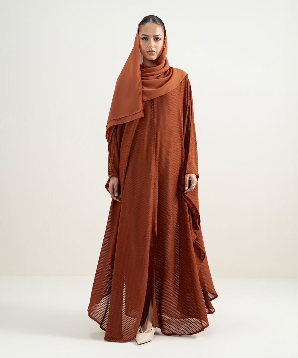 Women's Rust Kaftan Abaya Set