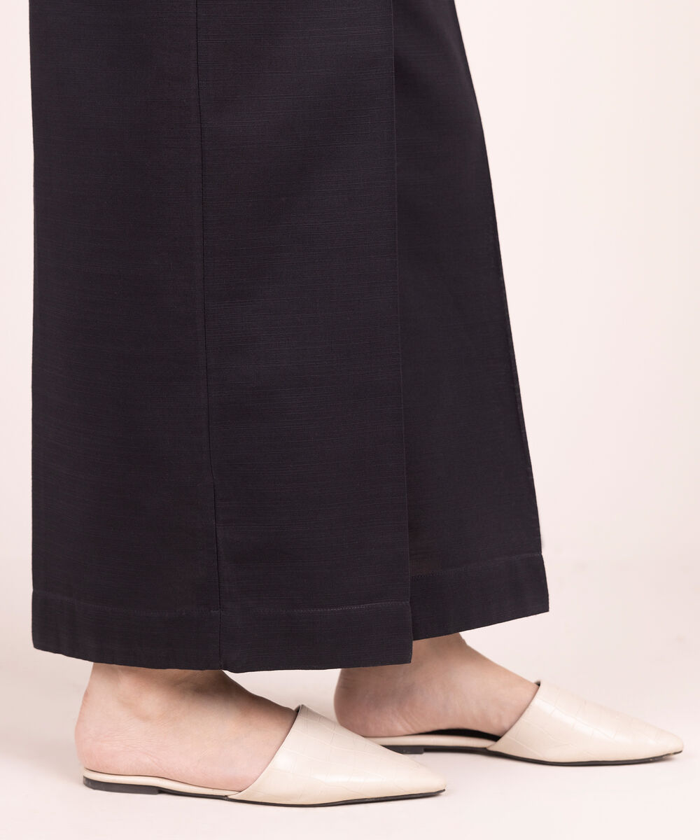 Women's RTW Khaddar Solid Black Culottes