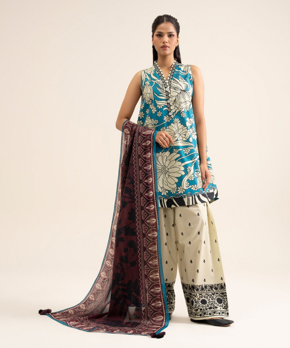 Women's Unstitched Premium Khaddar Maroon & Black Dupatta