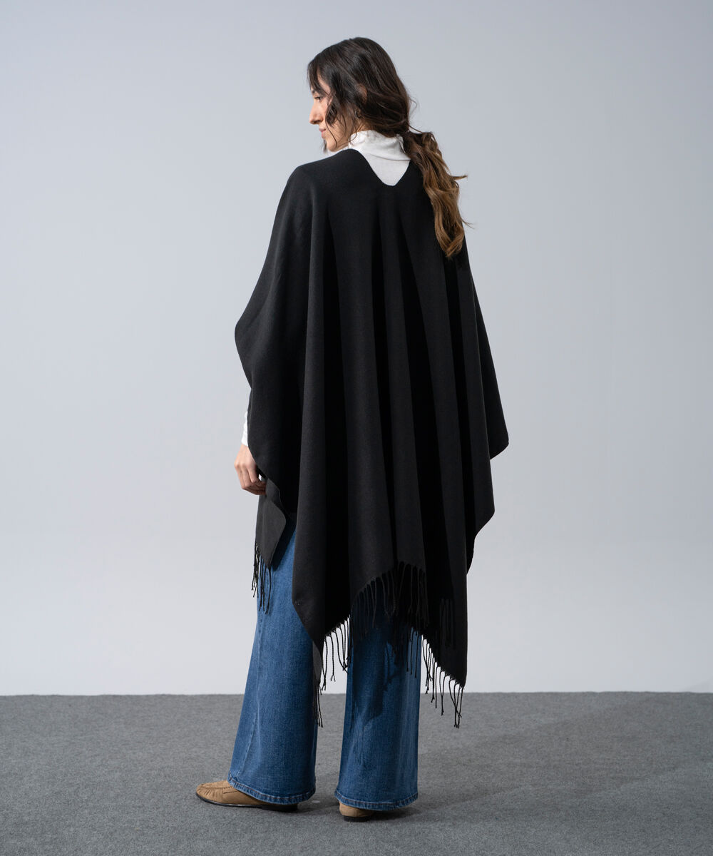 Women's Western Wear Black Polyester Cape Shawl
