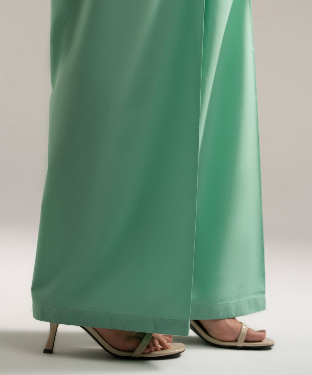 Women's RTW Cambric Solid Seafoam Green Farshi Shalwar