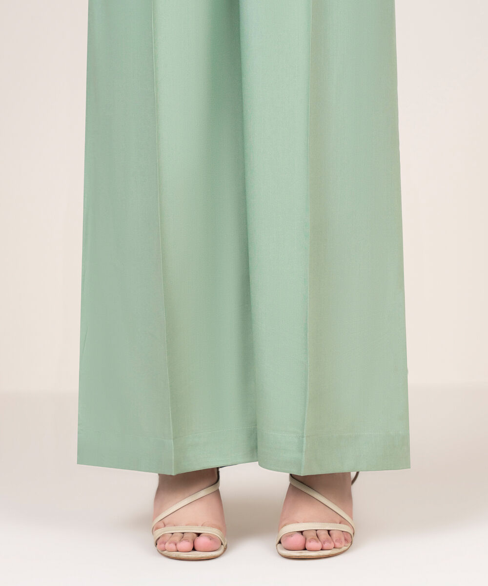 Women's RTW Khaddar Solid Grey Flared Pants