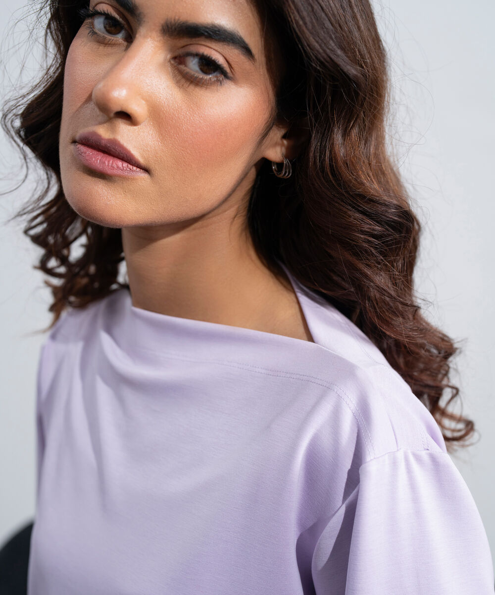 Women's Western Lilac Soft Lux Slash Neck T-Shirt