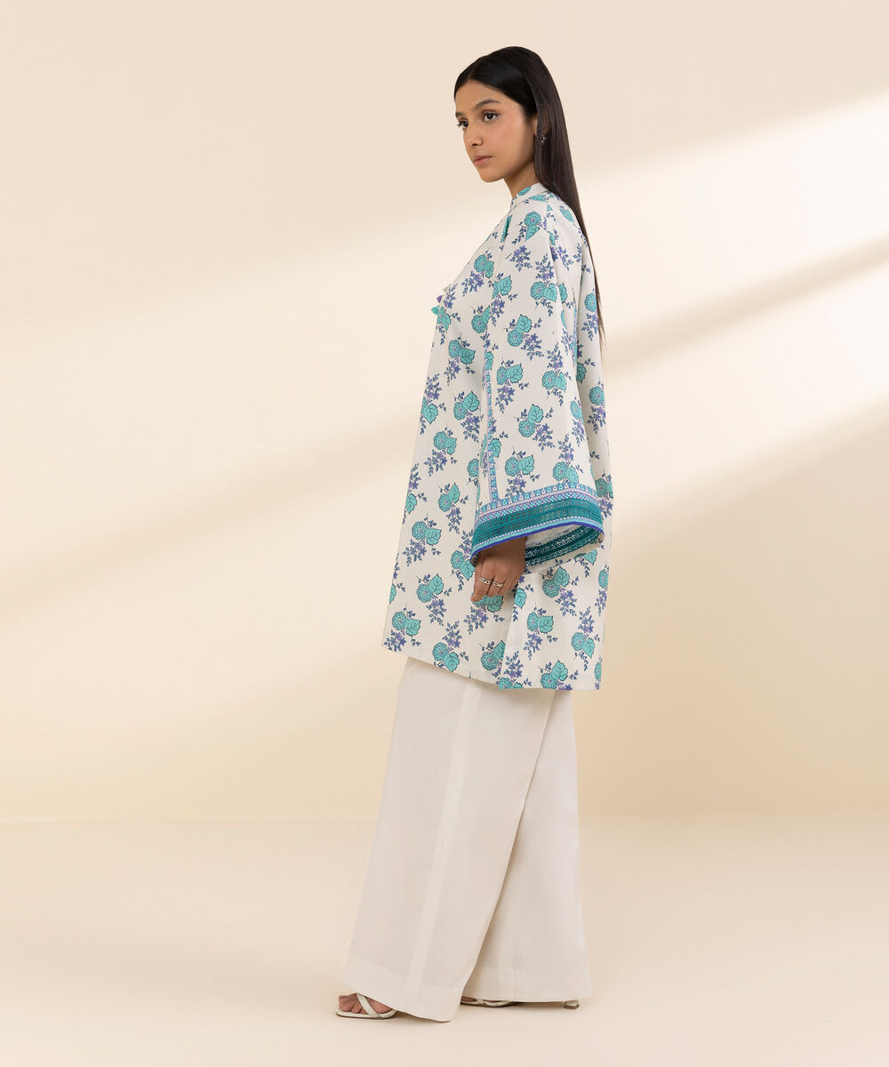 Women's Unstitched Lawn Printed Blue 2 Piece Suit