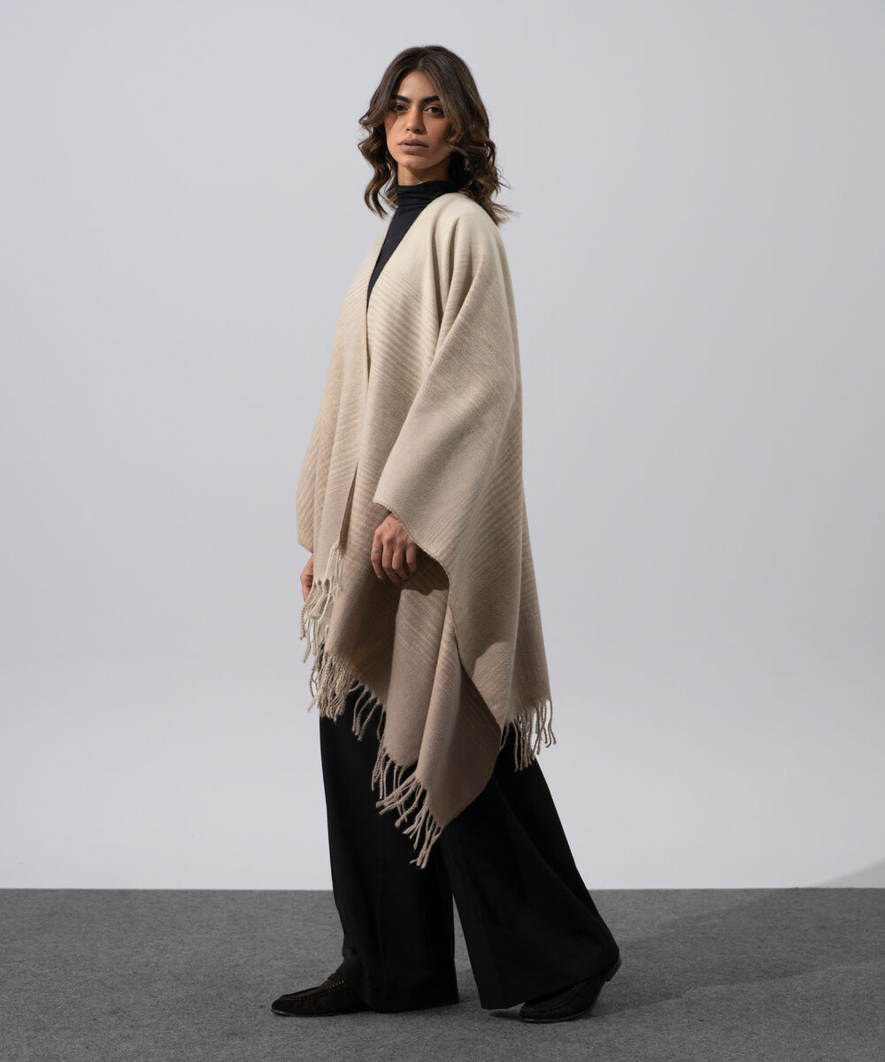 Women's Western Wear Beige Polyester Cape Shawl