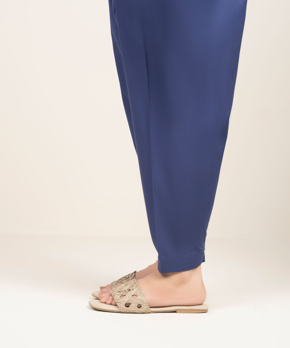 Women's RTW Lawn Solid Blue Shalwar